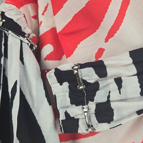 Diane Von Furstenberg Wrap Dress Red 100% Cotton Bubble Hem Size 6 - Picture 7 of 9